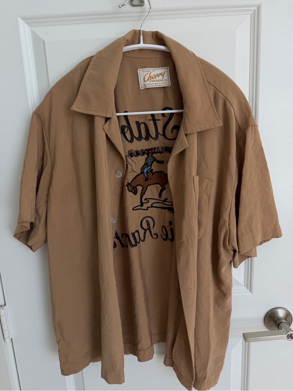Cherry LA Men's Western Short-Sleeve Button-Down Shirt in Tan